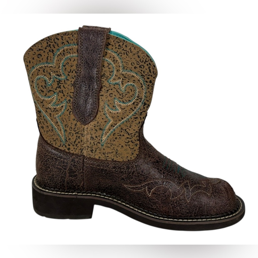 Ariat FatBaby Leopard Cowboy Boots Womens US 8 B Brown 10015363 Outdoors Leather - Picture 4 of 16